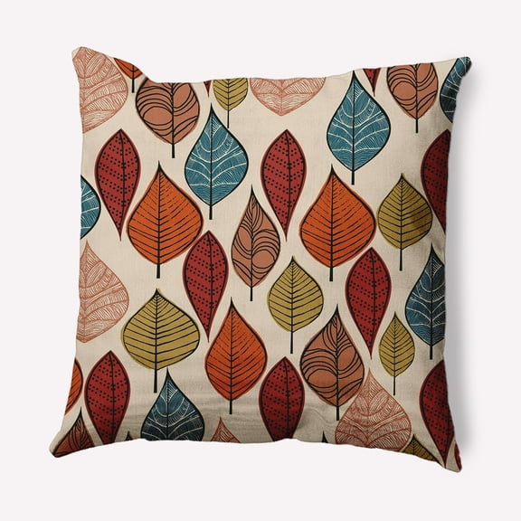 16" x 16" Simply Daisy Autumn Leaves Fall Polyester Accent Pillow, Sienna Qty 1