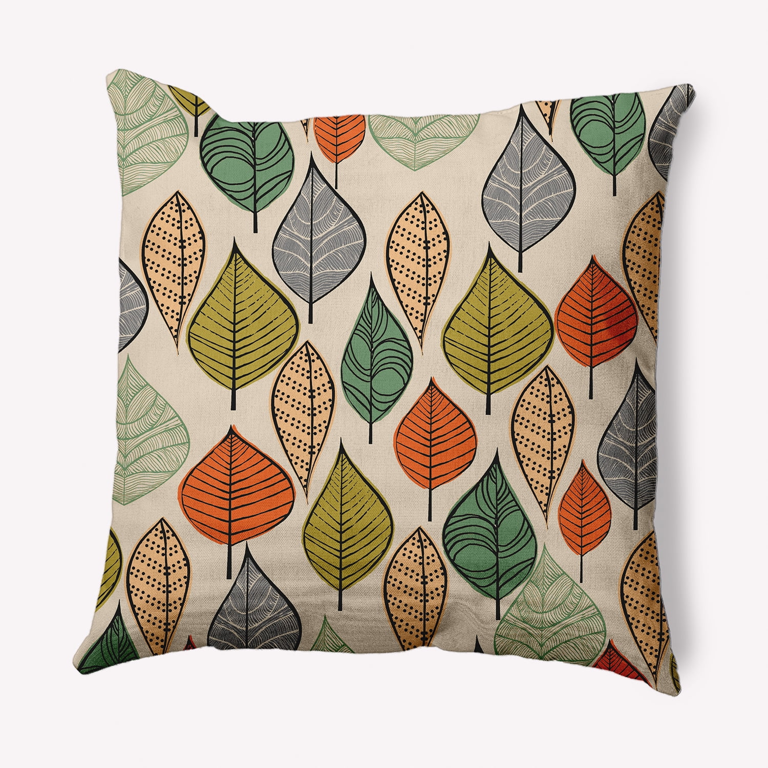 16" x 16" Simply Daisy Autumn Leaves Fall Polyester Indoor/Outdoor Pillow, Muted Gold Qty 1