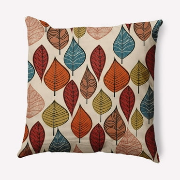16" x 16" Simply Daisy Autumn Leaves Fall Polyester Indoor/Outdoor Pillow, Sienna Qty 1