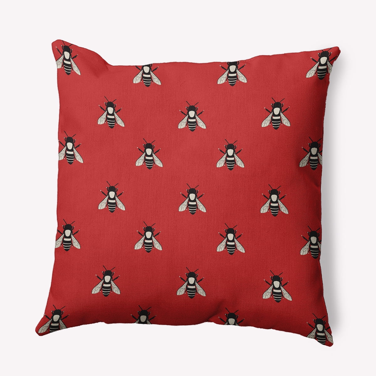 16" x 16" Simply Daisy Bee Buzz Polyester Accent Pillow, Berry Red Qty 1