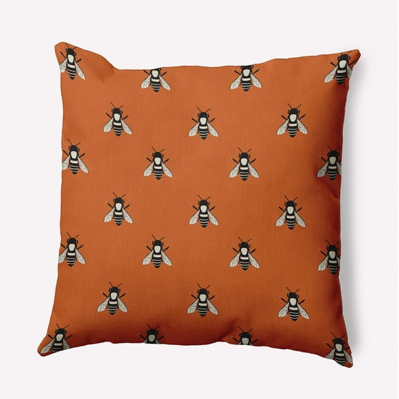 16" x 16" Simply Daisy Bee Buzz Polyester Accent Pillow, Dusty Orange Qty 1