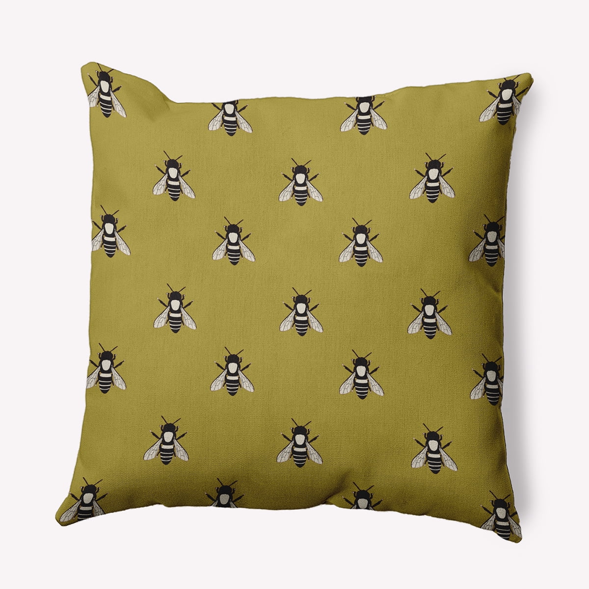 16" x 16" Simply Daisy Bee Buzz Polyester Accent Pillow, Muted Gold Qty 1