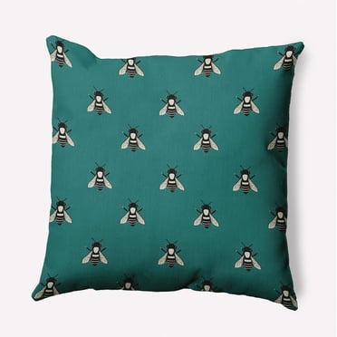 16" x 16" Simply Daisy Bee Buzz Polyester Accent Pillow, Teal Qty 1