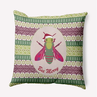 16" x 16" Simply Daisy Bee Merry Polyester Accent Pillow, Succulent Green Qty 1