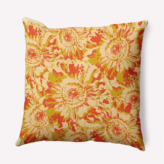 16" x 16" Simply Daisy Big Flowers Polyester Indoor/Outdoor Pillow, Mustard Qty 1