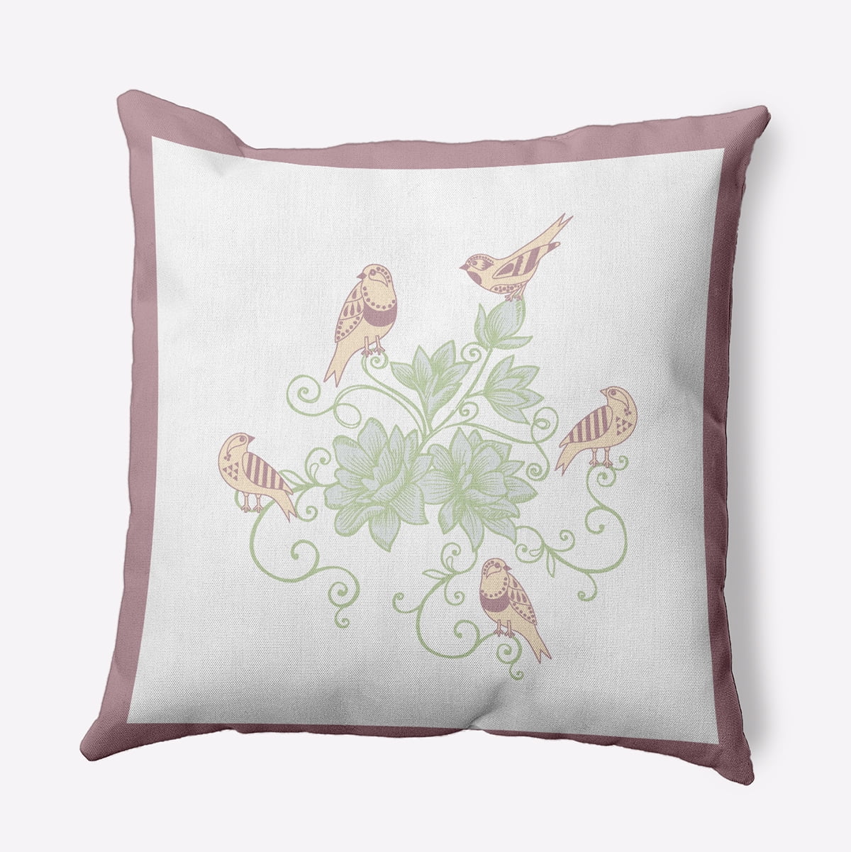 16" x 16" Simply Daisy Birds And Flowers Polyester Accent Pillow, Romantic Purple Qty 1