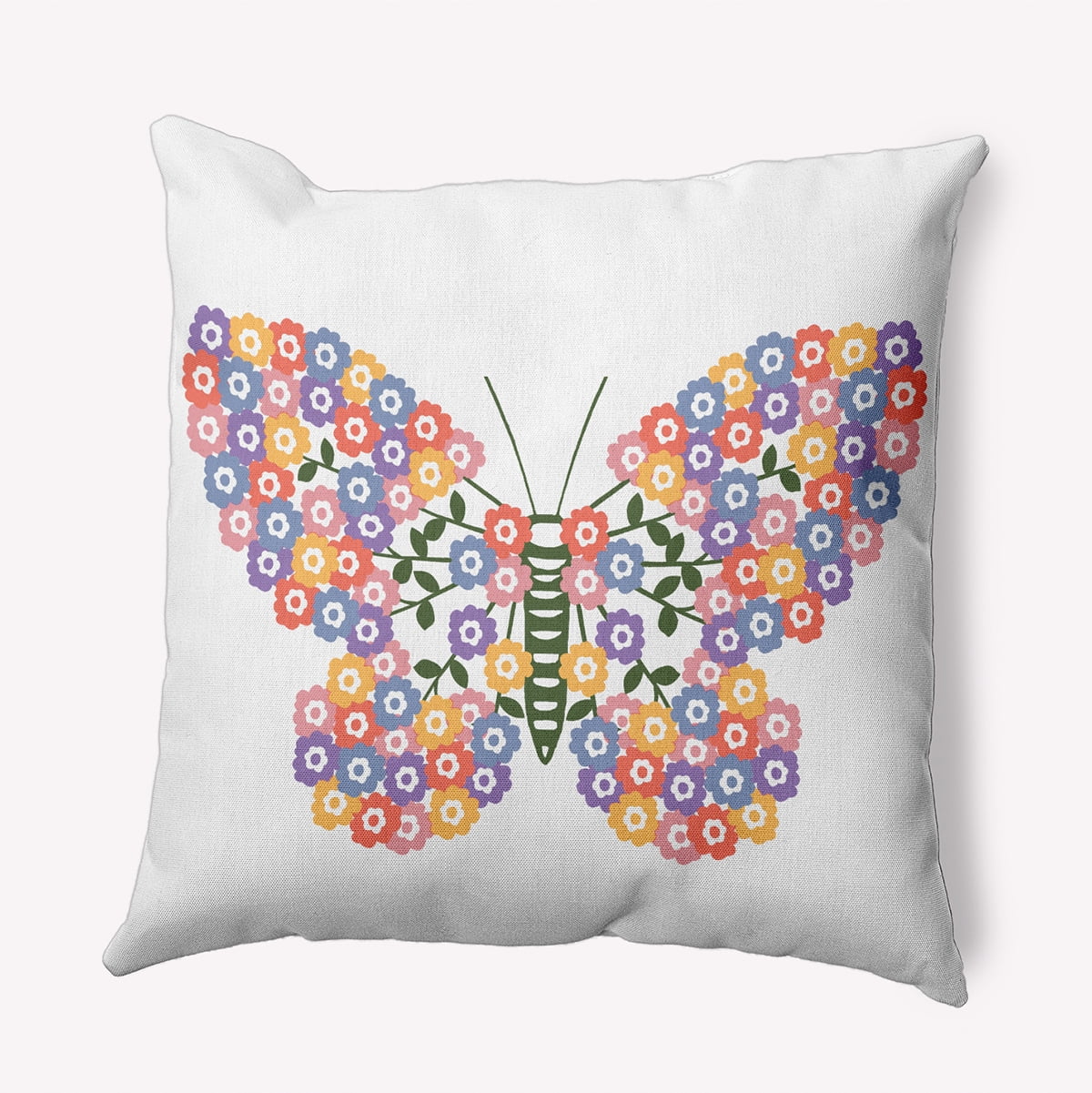 16" x 16" Simply Daisy Blooming Butterfly Polyester Accent Pillow, Green Qty 1