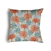 16" x 16" Simply Daisy Blooms and Branches Poly Pillow with Zipper, Surf Board Orange Qty 1