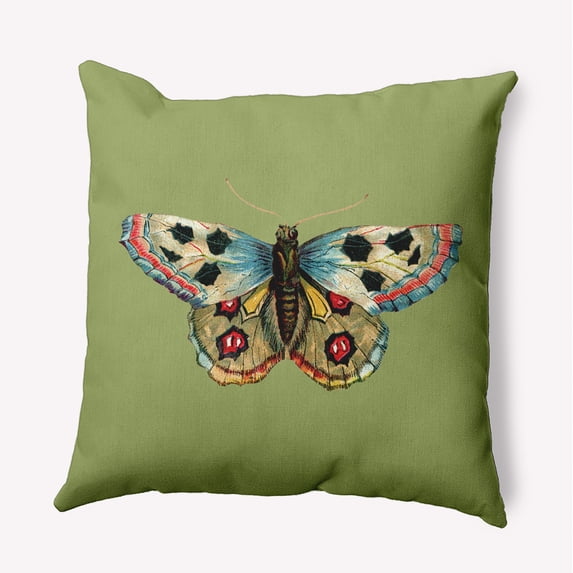 16" x 16" Simply Daisy Brushfoot Butterfly Indoor/Outdoor Pillow, Apple Green Qty 1