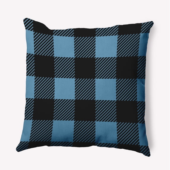 16" x 16" Simply Daisy Buffalo Plaid Polyester Accent Pillow, Chambray Qty 1
