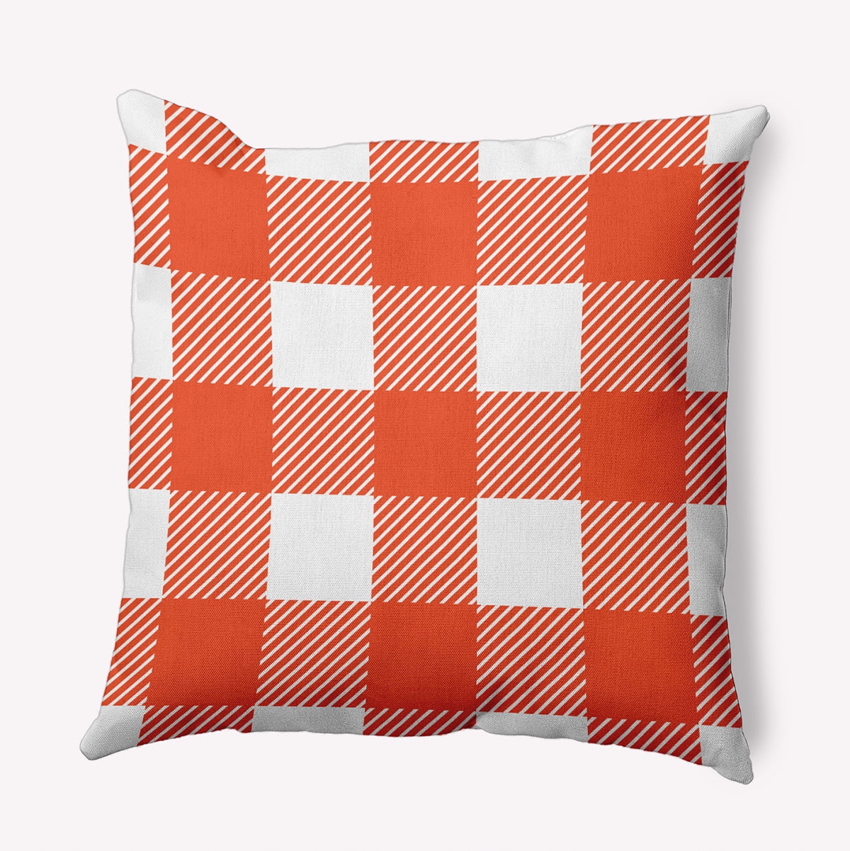 16" x 16" Simply Daisy Buffalo Plaid Polyester Indoor/Outdoor Pillow, Harvest Orange Qty 1