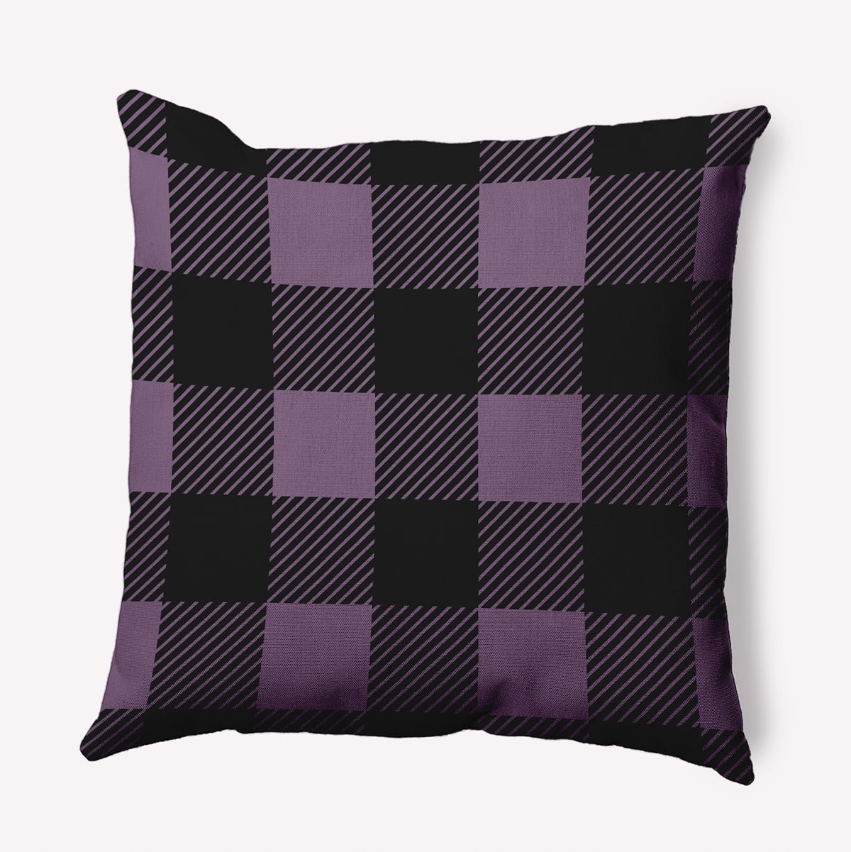16" x 16" Simply Daisy Buffalo Plaid Polyester Indoor/Outdoor Pillow, Larkspur Qty 1