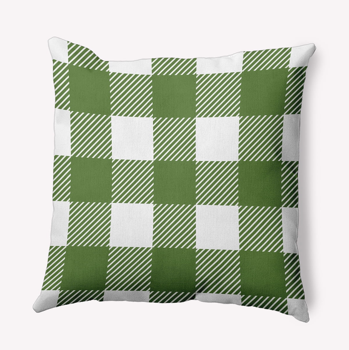 16" x 16" Simply Daisy Buffalo Plaid Polyester Indoor/Outdoor Pillow, Scallion Qty 1