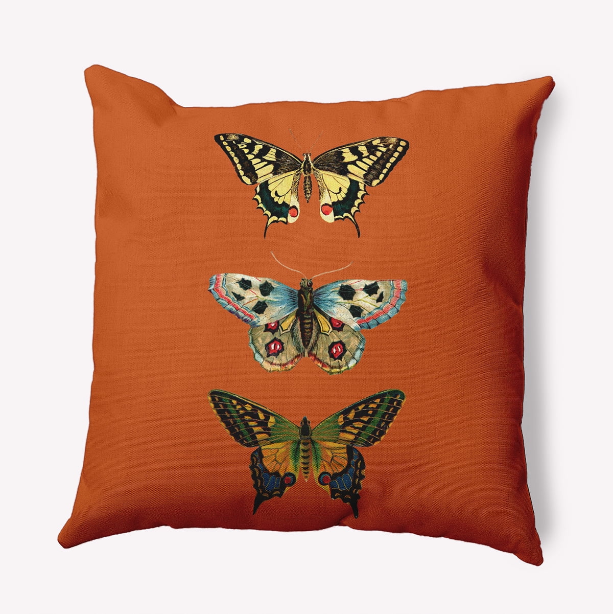 16" x 16" Simply Daisy Butterflies Indoor/Outdoor Pillow, Perfect Orange Qty 1