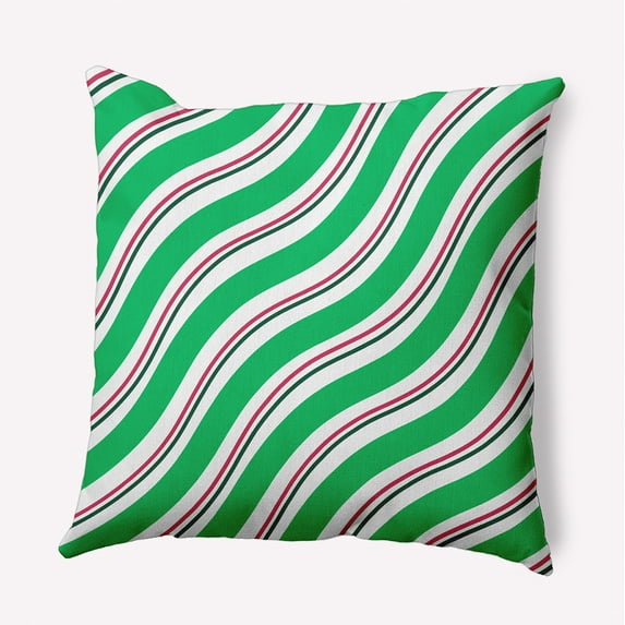 16" x 16" Simply Daisy Candy Stripes Polyester Accent Pillow, Bright Green Qty 1