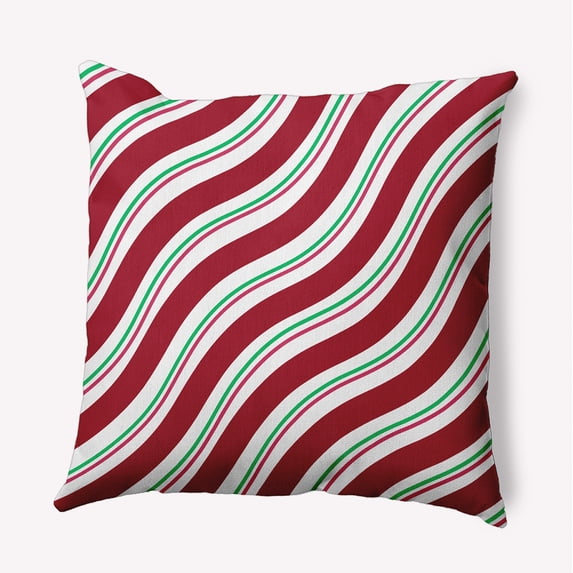 16" x 16" Simply Daisy Candy Stripes Polyester Accent Pillow, Haute Red Qty 1