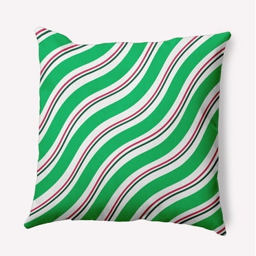 16" x 16" Simply Daisy Candy Stripes Polyester Indoor/Outdoor Pillow, Bright Green Qty 1
