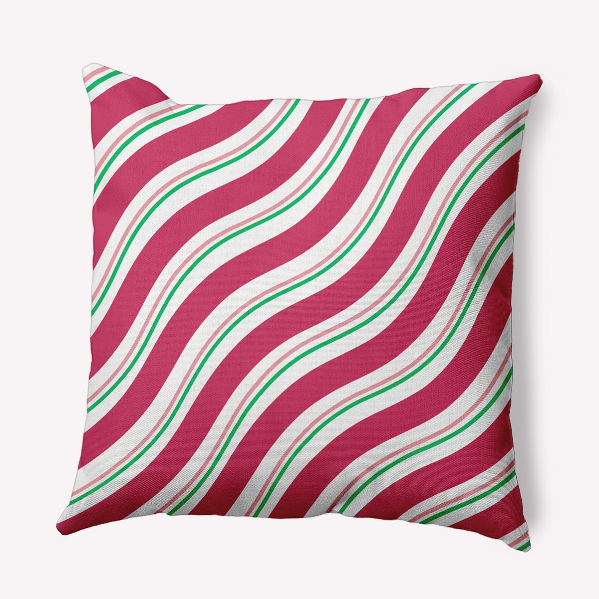 16" x 16" Simply Daisy Candy Stripes Polyester Indoor/Outdoor Pillow, Holiday Pink Qty 1