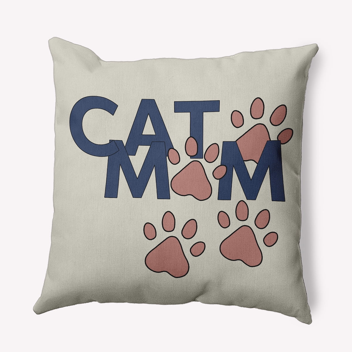 16" x 16" Simply Daisy Cat Mom Indoor/Outdoor Pillow, Mauve Qty 1