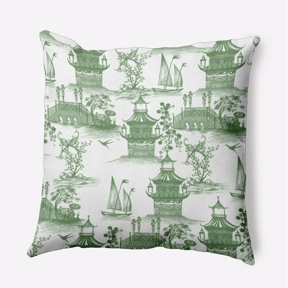 16" x 16" Simply Daisy China Old Polyester Accent Pillow, Green Qty 1