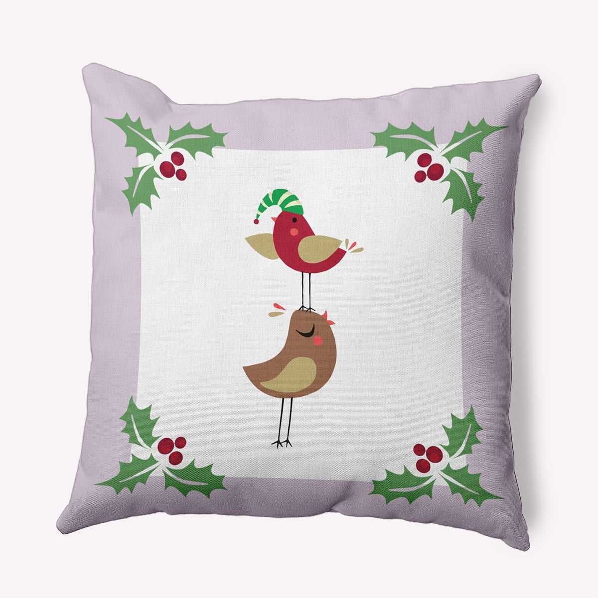 16" x 16" Simply Daisy Christmas Birds Polyester Accent Pillow, Light Purple Qty 1