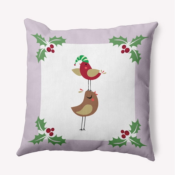 16" x 16" Simply Daisy Christmas Birds Polyester Accent Pillow, Light Purple Qty 1
