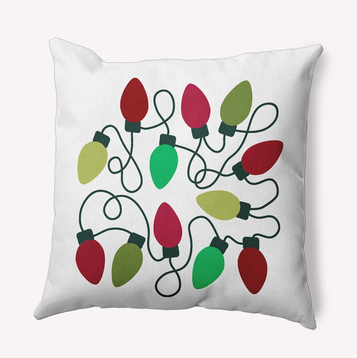 16" x 16" Simply Daisy Christmas Lights Polyester Indoor/Outdoor Pillow, Bright Green Qty 1