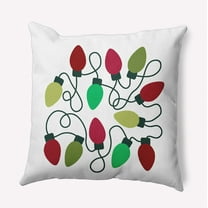 16" x 16" Simply Daisy Christmas Lights Polyester Indoor/Outdoor Pillow, Bright Green Qty 1