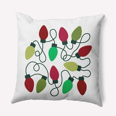 16" x 16" Simply Daisy Christmas Lights Polyester Indoor/Outdoor Pillow, Bright Green Qty 1
