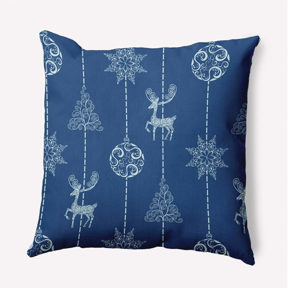 16" x 16" Simply Daisy Christmas Lines Polyester Accent Pillow, Dark Cobalt Qty 1
