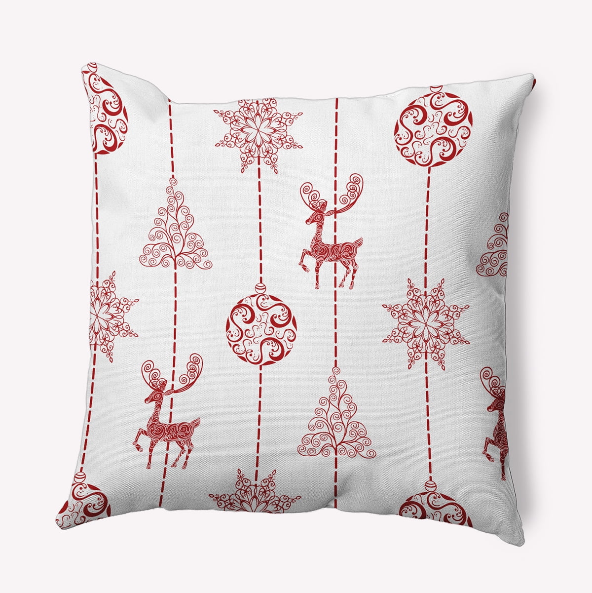16" x 16" Simply Daisy Christmas Lines Polyester Accent Pillow, Firecracker Red Qty 1