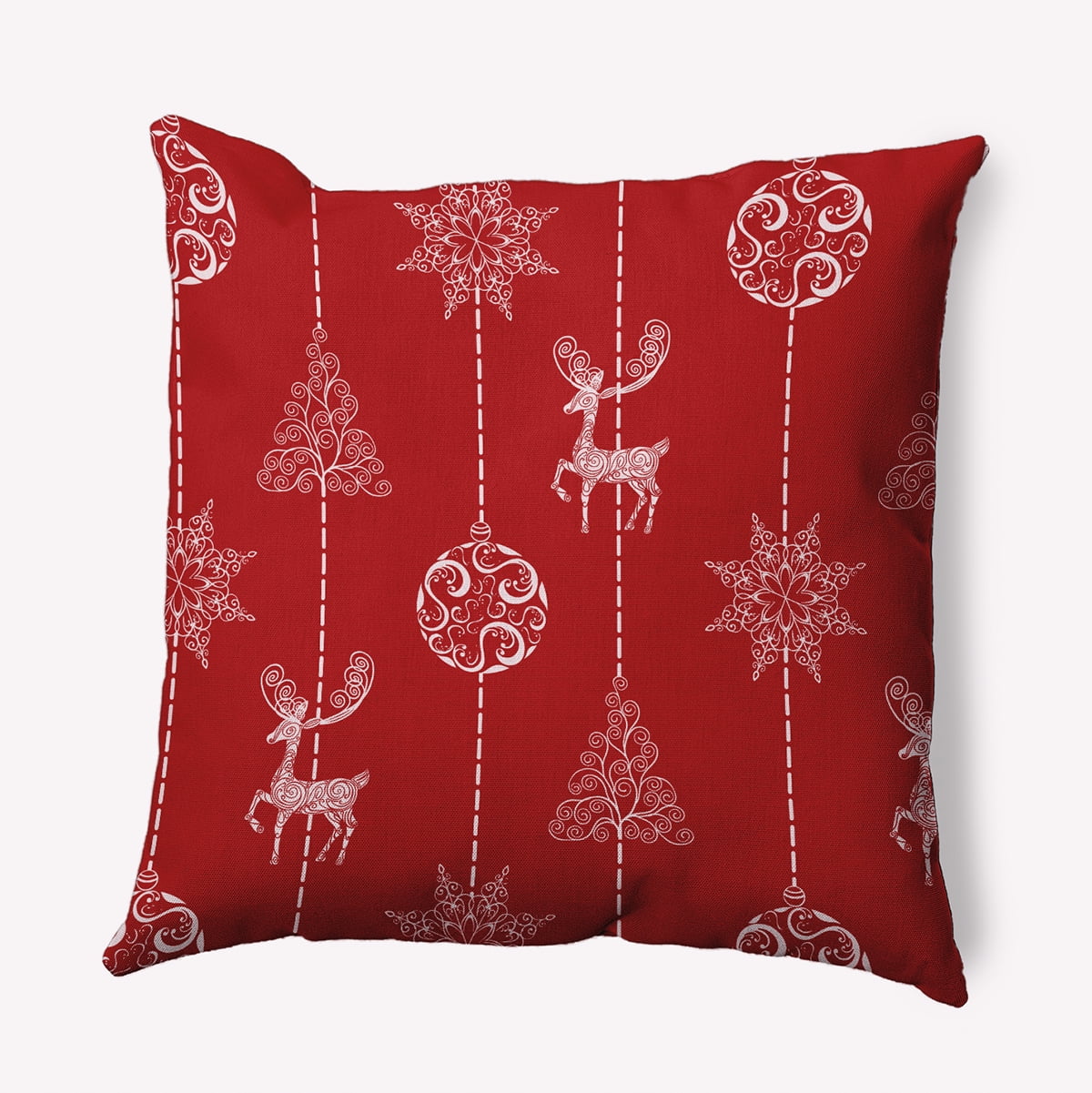 16" x 16" Simply Daisy Christmas Lines Polyester Indoor/Outdoor Pillow, Firecracker Red Qty 1