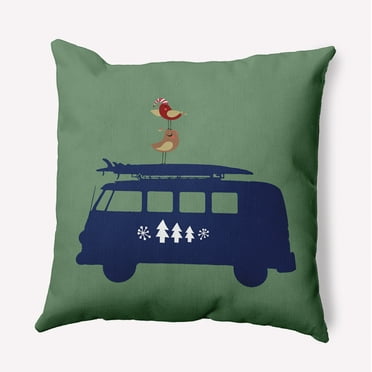 16" x 16" Simply Daisy Christmas Surf Bird Polyester Accent Pillow, Succulent Green Qty 1