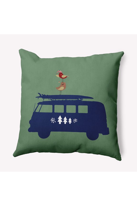 16" x 16" Simply Daisy Christmas Surf Bird Polyester Accent Pillow, Succulent Green Qty 1