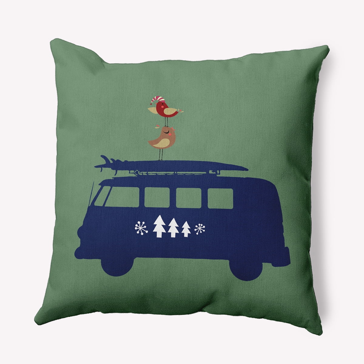 16" x 16" Simply Daisy Christmas Surf Bird Polyester Indoor/Outdoor Pillow, Succulent Green Qty 1