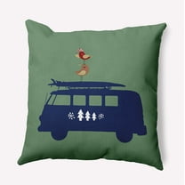 16" x 16" Simply Daisy Christmas Surf Bird Polyester Indoor/Outdoor Pillow, Succulent Green Qty 1