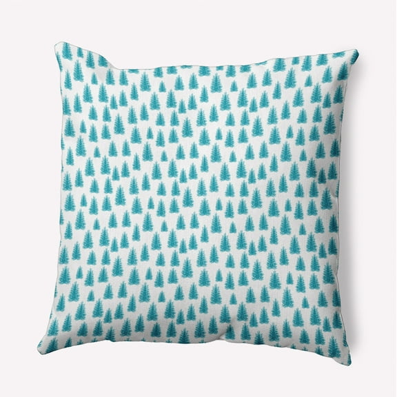 16" x 16" Simply Daisy Christmas Trees Pattern Polyester Accent Pillow, Turquoise Qty 1
