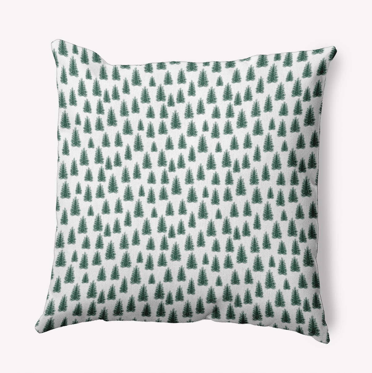 16" x 16" Simply Daisy Christmas Trees Pattern Polyester Indoor/Outdoor Pillow, Forest Green Qty 1