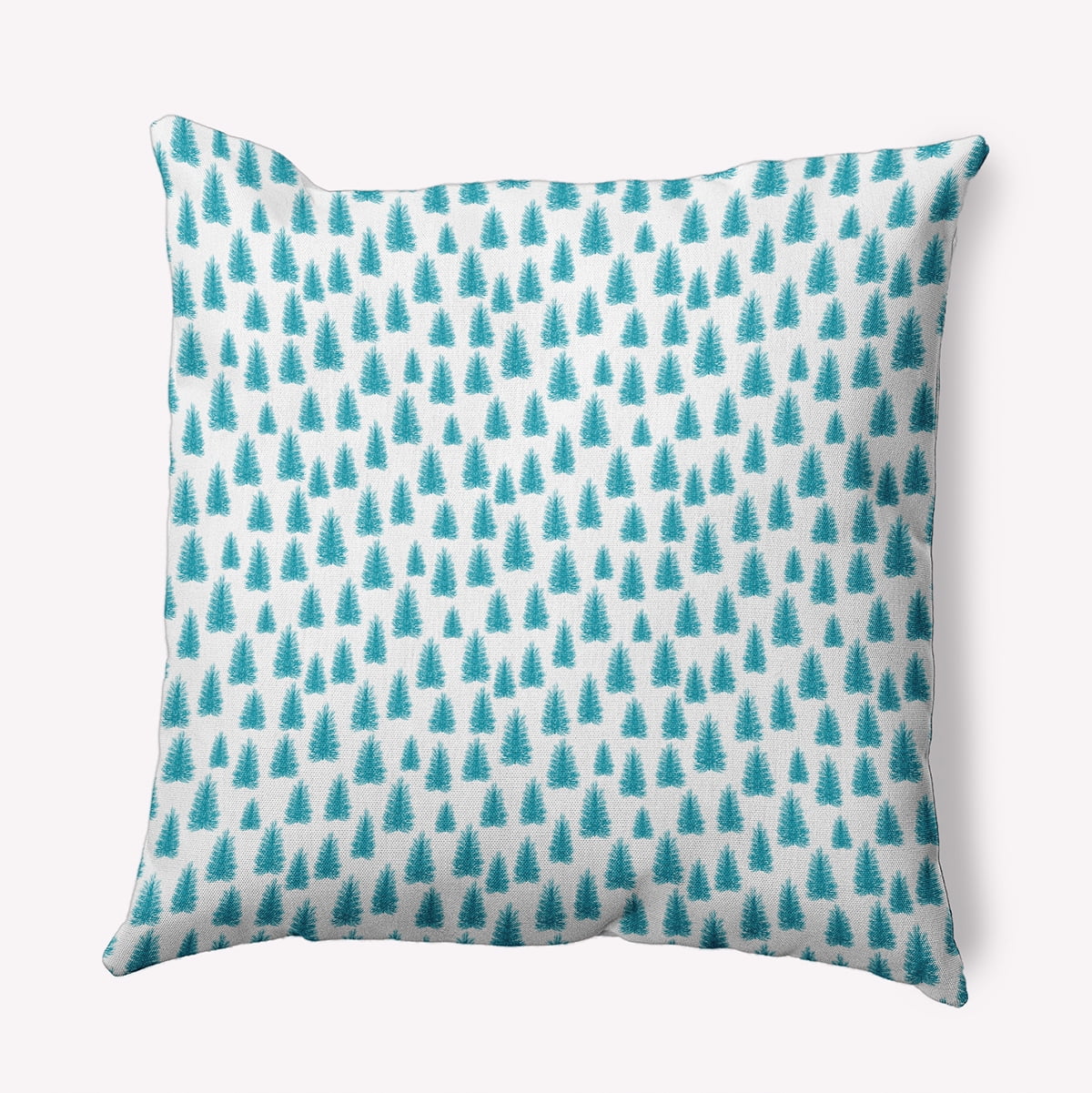 16" x 16" Simply Daisy Christmas Trees Pattern Polyester Indoor/Outdoor Pillow, Turquoise Qty 1