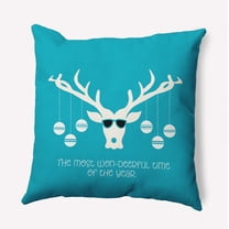 16" x 16" Simply Daisy Cool Christmas Deer Polyester Indoor/Outdoor Pillow, Turquoise Qty 1