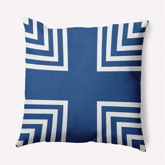 16" x 16" Simply Daisy Corner Stripes Indoor/Outdoor Pillow, Nautical Navy Qty 1