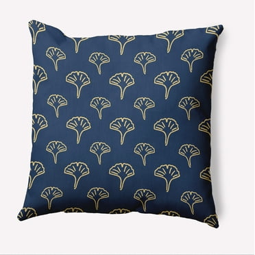 16" x 16" Simply Daisy Cottage Ginko Polyester Accent Pillow, Navy Qty 1