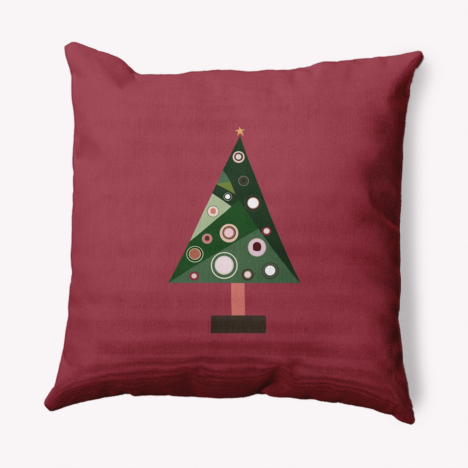 16" x 16" Simply Daisy Crazy Christmas Polyester Accent Pillow, Brick Red (1 Count)