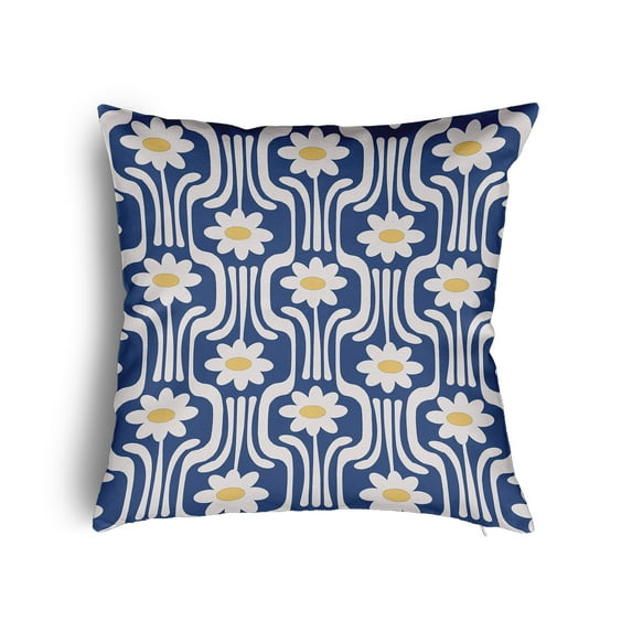 16" x 16" Simply Daisy Daisys and Squiggles Poly Pillow with Zipper, Nautical Navy Qty 1