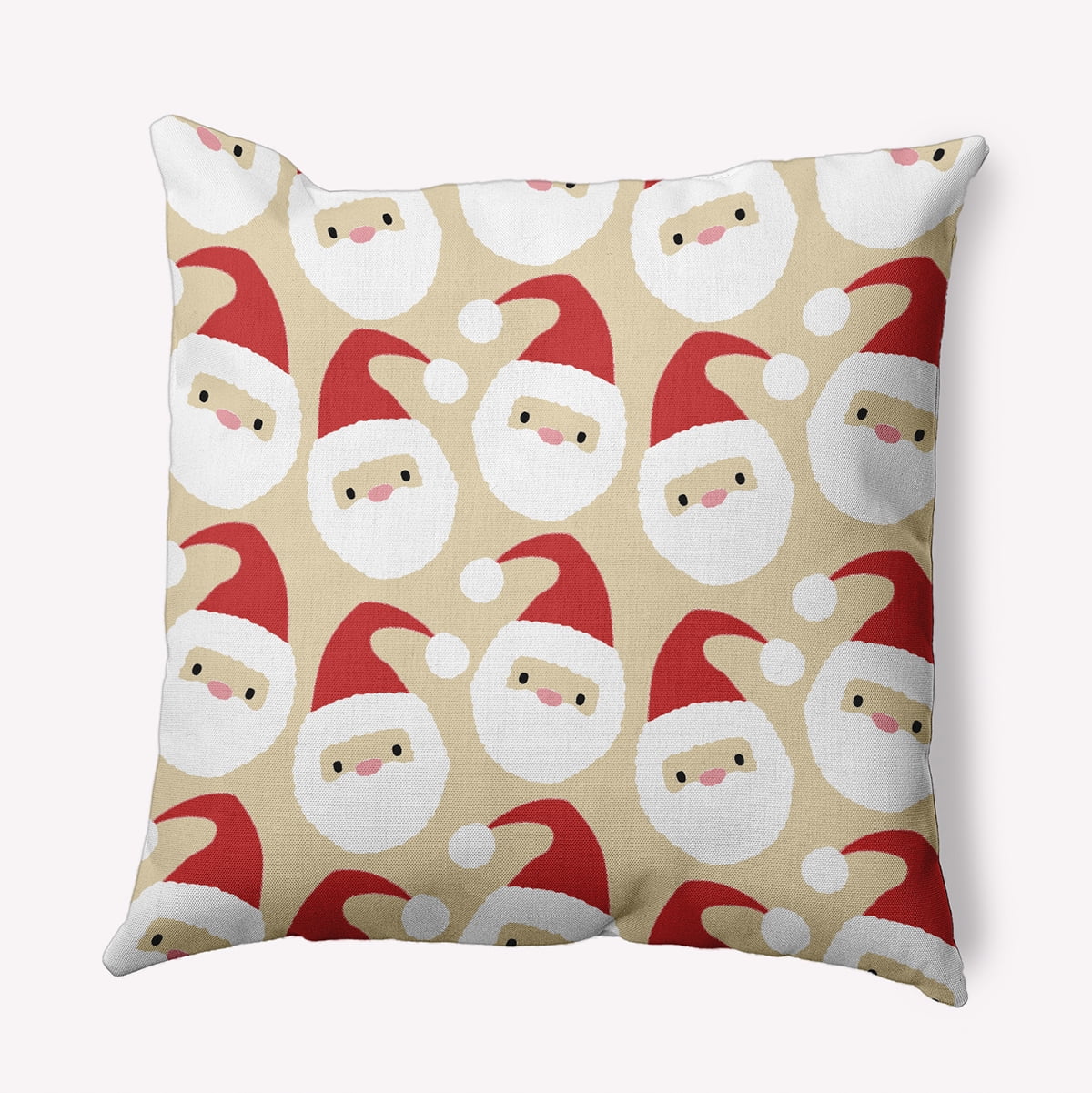 16" x 16" Simply Daisy Dancing Santas Polyester Accent Pillow, Berry Red Qty 1
