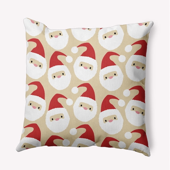 16" x 16" Simply Daisy Dancing Santas Polyester Accent Pillow, Berry Red Qty 1