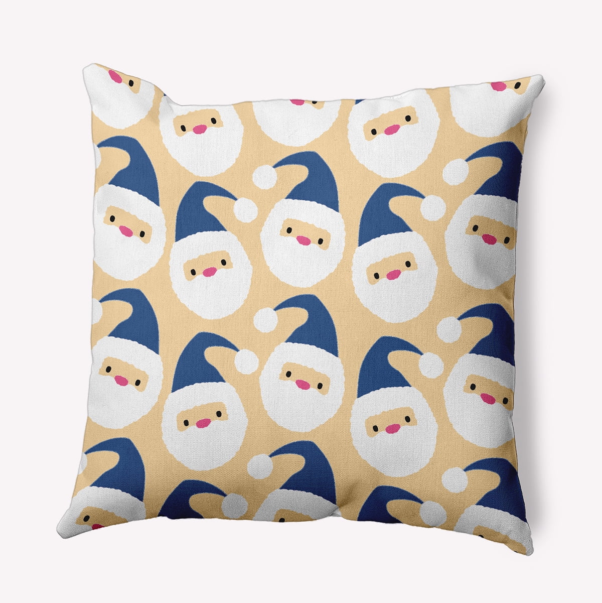16" x 16" Simply Daisy Dancing Santas Polyester Indoor/Outdoor Pillow, Dark Cobalt Qty 1