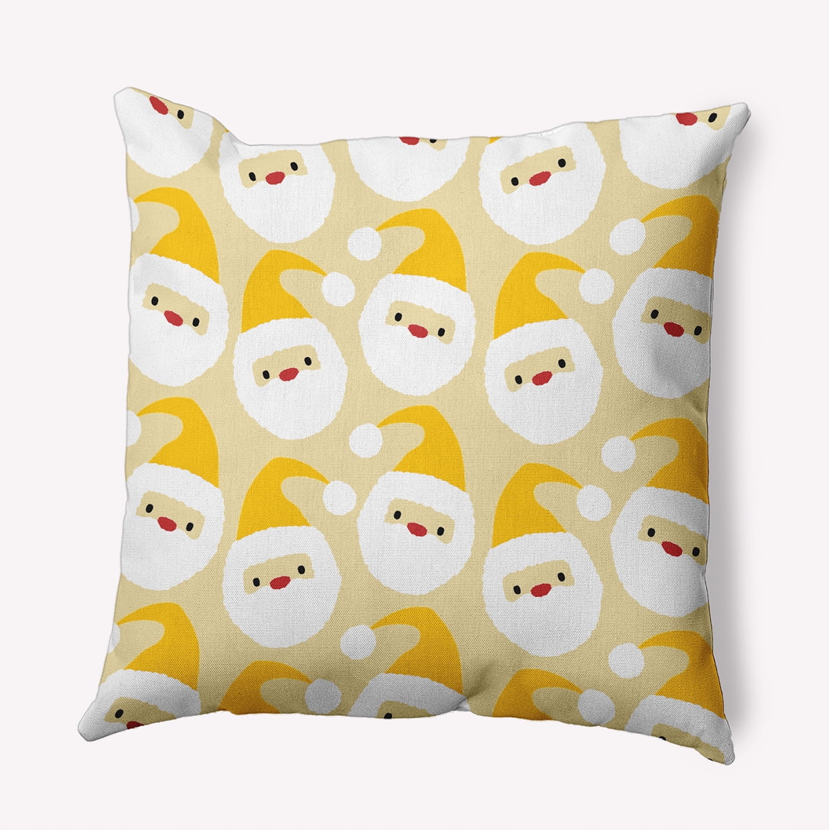 16" x 16" Simply Daisy Dancing Santas Polyester Indoor/Outdoor Pillow, Yahoo Yellow Qty 1