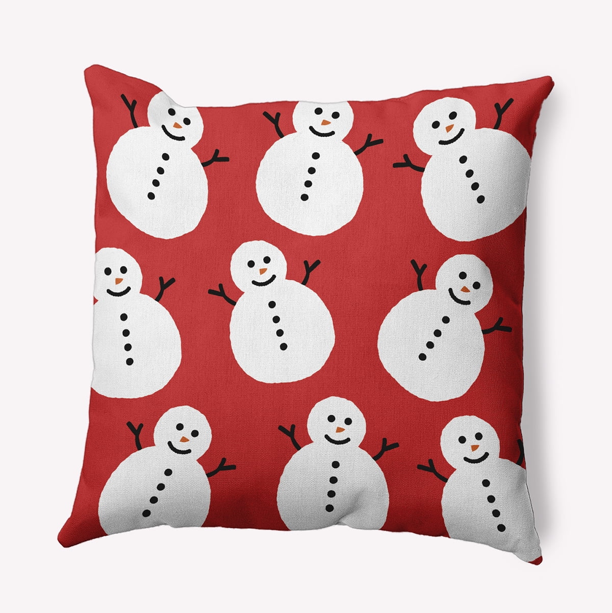 16" x 16" Simply Daisy Dancing Snowmen Polyester Accent Pillow, Berry Red Qty 1