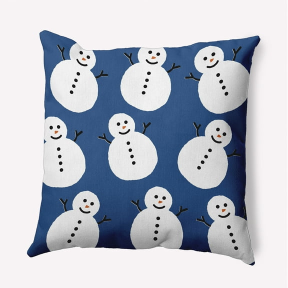 16" x 16" Simply Daisy Dancing Snowmen Polyester Accent Pillow, Dark Cobalt Qty 1